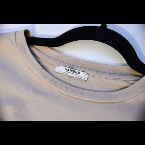 Zara Bell Sleeve Top with Ties in biscuit beige size M runs large as new - Picture 2 of 7